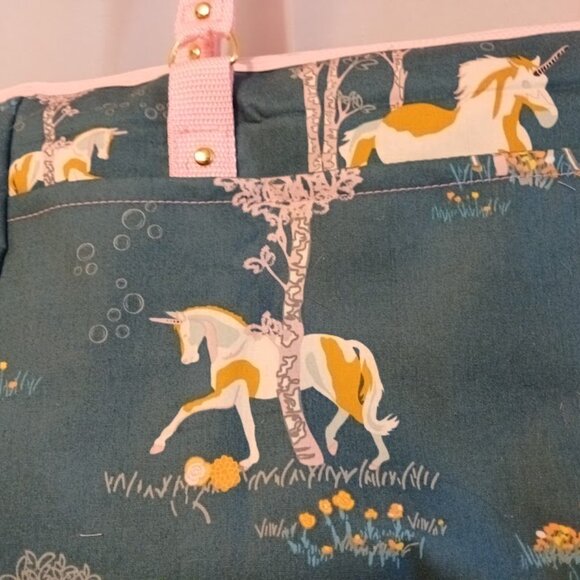New Mystical Unicorn Sling Crossbody Purse Shoulder Large Green Pink Diaper Bag - Picture 10 of 11